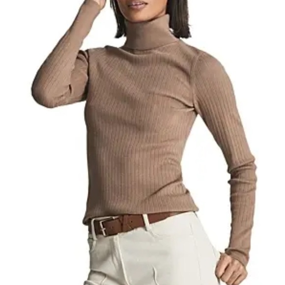 Reiss Sweaters - REISS Nicola Ribbed Turtleneck Wool Blend Mocha Fall Classic Contemporary Soft